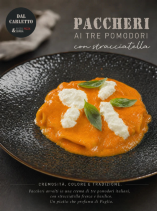 PACCHERI AI 3 POMODORI E STRACCIATELLA