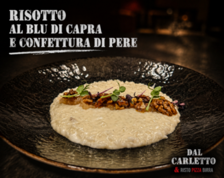 RISOTTO AL BLU DI CAPRA E CONFETTURA DI PERE