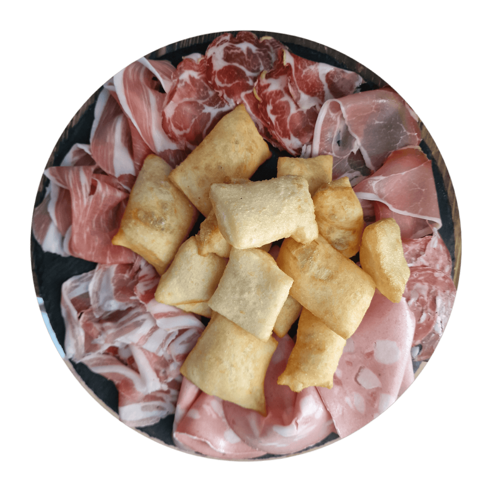TAGLIERE DI SALUMI E GNOCCO FRITTO